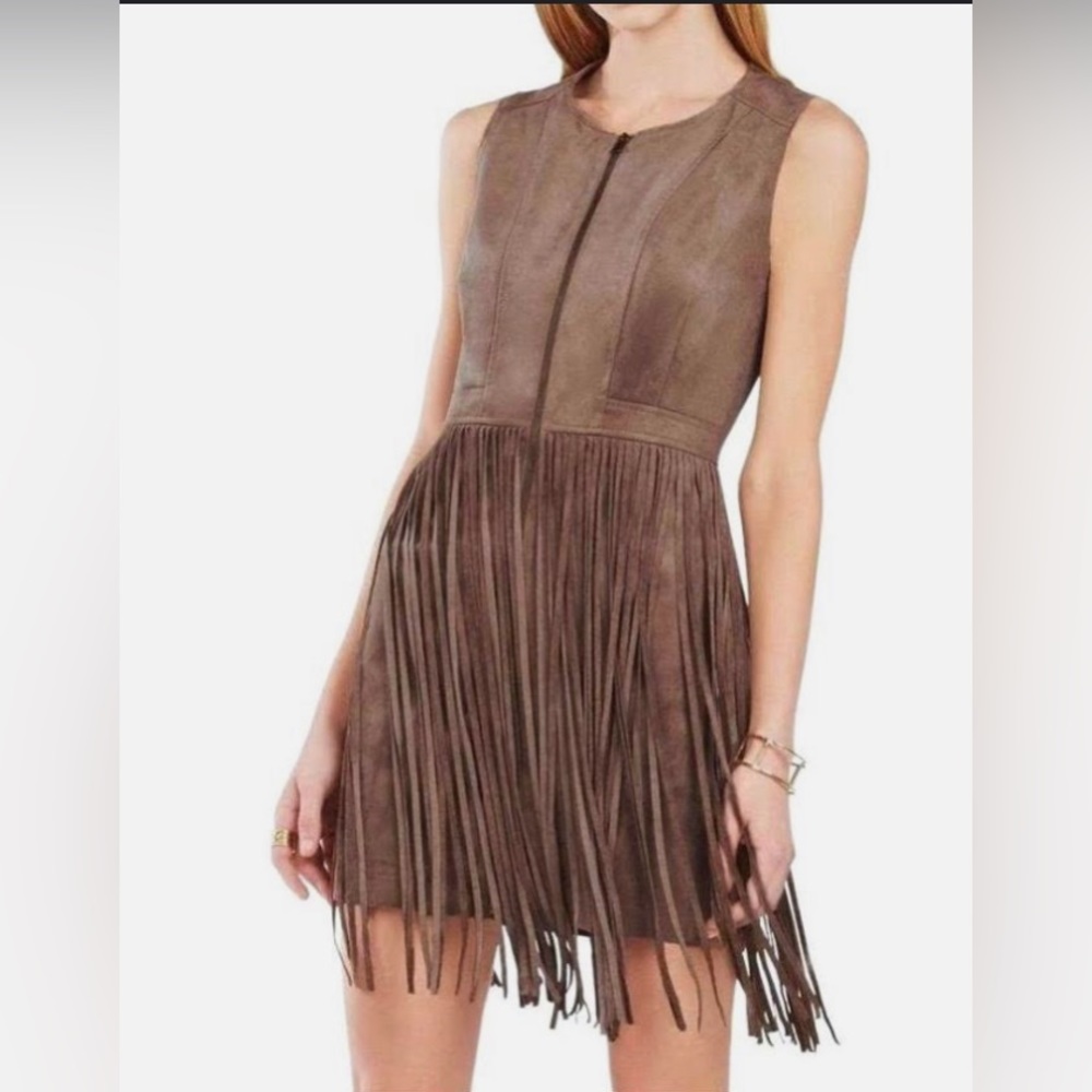 BCBGMaxAzria NWT Hamiin Fringe Dress Faux Suede Size 0